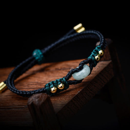 Bracelet Jade Rond Peace Buckle Jade Abundance Wealth String
