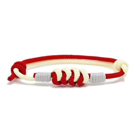 Altes tibetisch-buddhistisches Armband aus roter Schnur, schlichtes Design, King-Kong-Knoten, Stärke, geflochtene Schnur