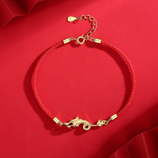 Ancient Tibetan Buddhist Red String Tradition  925 Sterling Silver Luck Year of the Dragon Red String Chain Bracelet (Extra 30% Off | USE CODE: FS30)