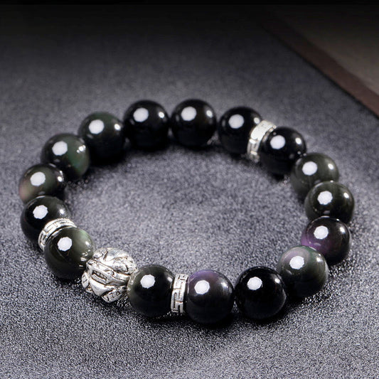 Feng Shui Natürliches Regenbogen-Obsidian PiXiu Segensarmband