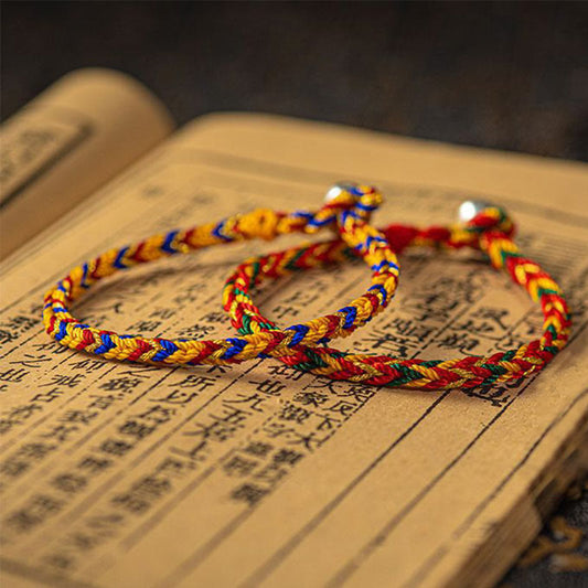 Ancient Tibetan Buddhist Red String Tradition  "May you be good fortune and success" Lucky Multicolored Bracelet
