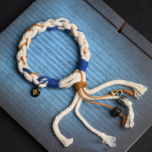 Antikes tibetisch-buddhistisches Armband mit roter Schnur, Thangka der Göttin des Reichtums (Zakiram), handgefertigtes Glücksarmband 