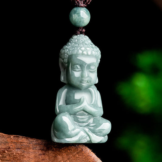 Buddha Energy Necklace Natural Jade Meditation Buddha Amulet Serenity Necklace Pendant