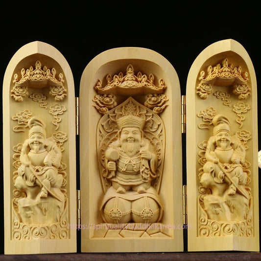 Spiritualité Daikokuten Dieu de la richesse Bouddha Buis Prospérité Décoration d'intérieur Autel