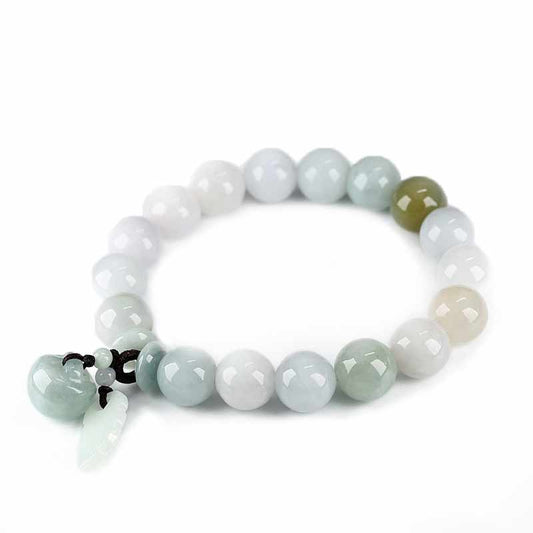 Jade-Armband mit Pi-Xiu-Buddha-Motiv und Apfelmotiv 