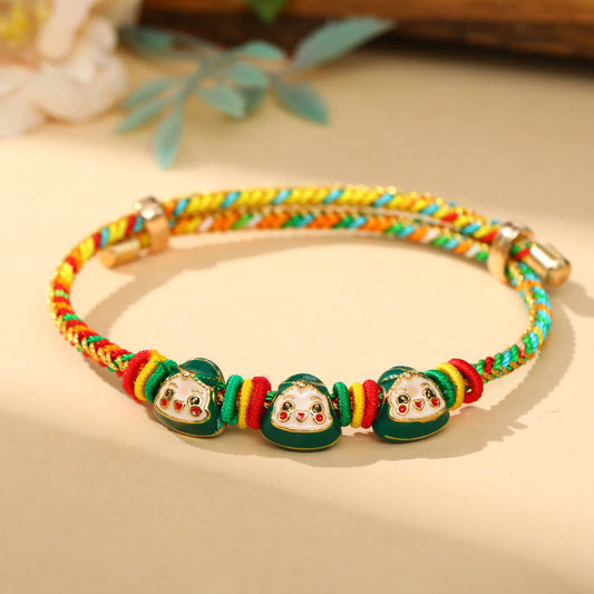 Alte tibetisch-buddhistische Tradition: Armband mit rotem Faden, buntem Seil und Zongzi-Muster – handgefertigt für Kinder und Erwachsene