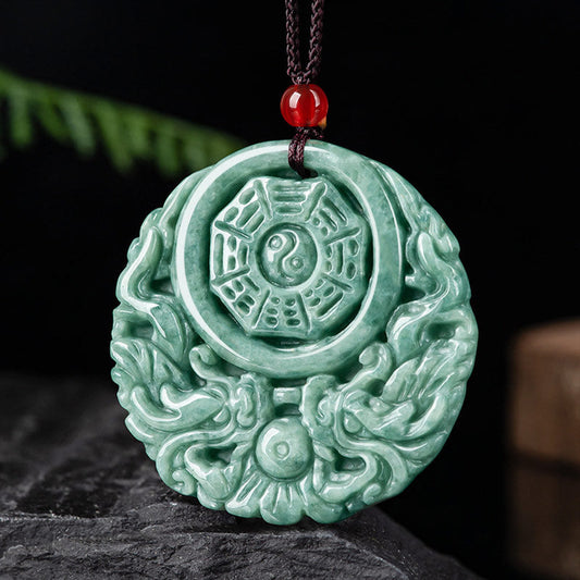 Jade  Dragon Jade Yin Yang Balance Necklace String Pendant