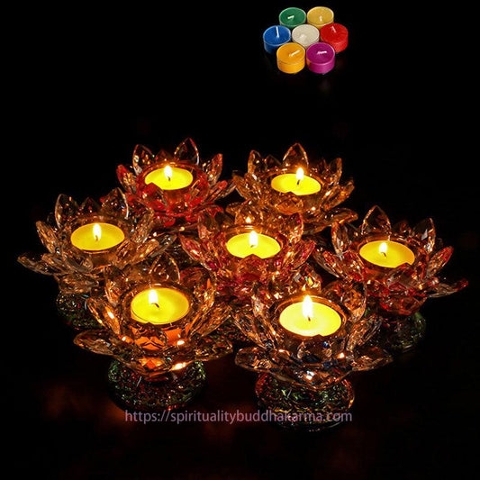 Golden Energy Citrin Tibetischer Lotus Kerzenständer Ornament