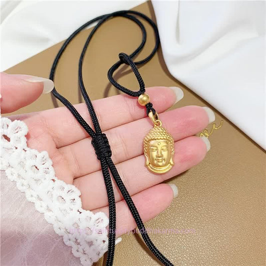 Buddha-Energie-Halskette, Gold; Buddha-Kupfer-Reichtums-Halskette mit Anhänger