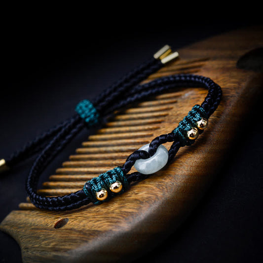 Bracelet Jade Rond Peace Buckle Jade Abundance Wealth String