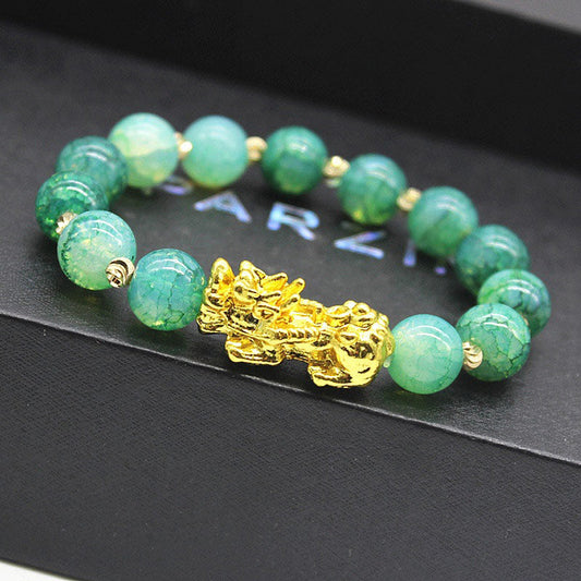 Jade  Handmade Cyan Jade Pi Xiu Success Bracelet