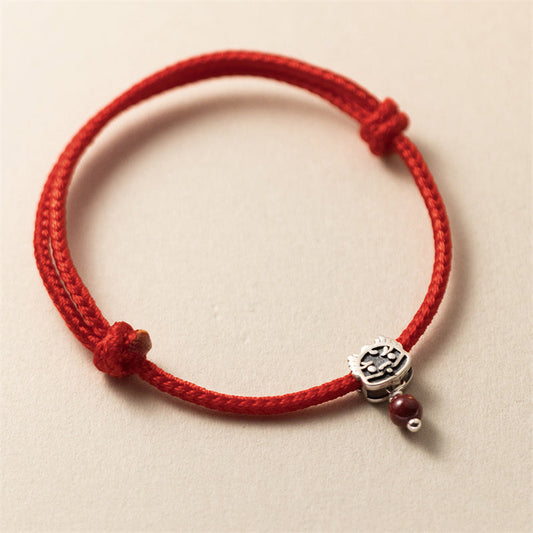 Bracelet en argent sterling 925, fil rouge cinabre, tradition bouddhiste tibétaine ancestrale, porte-bonheur, année du Dragon (30 % de réduction supplémentaire | CODE : FS30)