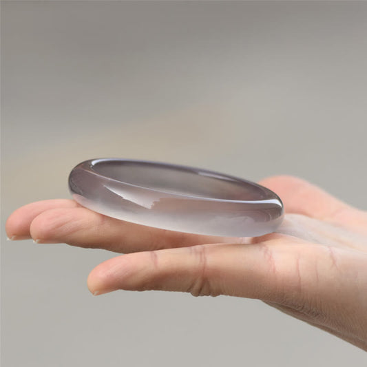 Jade  Natural Gray Chalcedony Harmony Bangle Bracelet