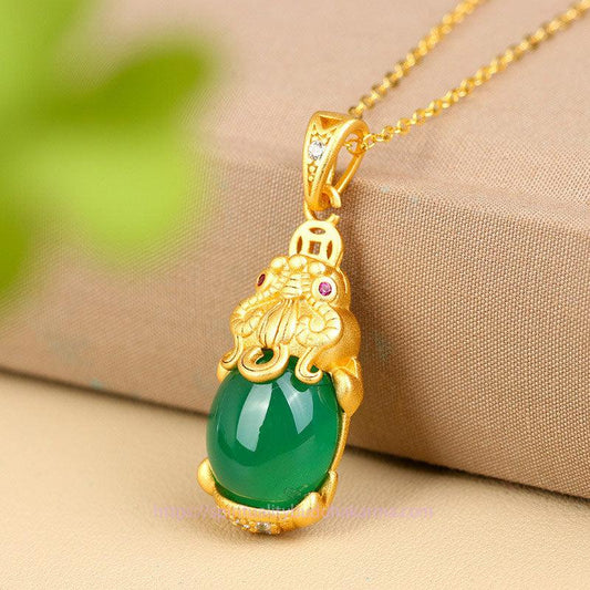 Jade  Natural Jade PiXiu Balance Necklace