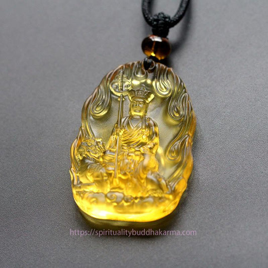 Buddha-Energie-Halskette Ksitigarbha Buddha Liuli Kristall-Gelassenheitsamulett-Anhänger