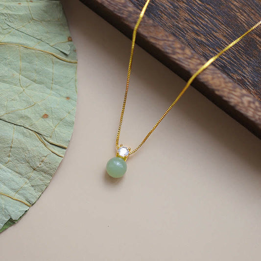 Jade  Lucky Bead Jade Prosperity Chain Necklace Pendant