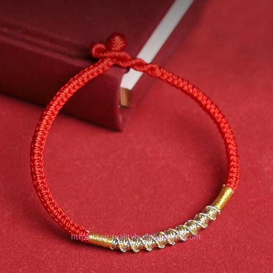 Ancient Tibetan Buddhist Red String Tradition  925 Sterling Silver Luck Strength Red String Protection Braid Bracelet