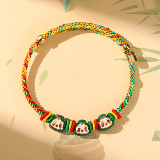 Alte tibetisch-buddhistische Tradition: Armband mit rotem Faden, buntem Seil und Zongzi-Muster – handgefertigt für Kinder und Erwachsene