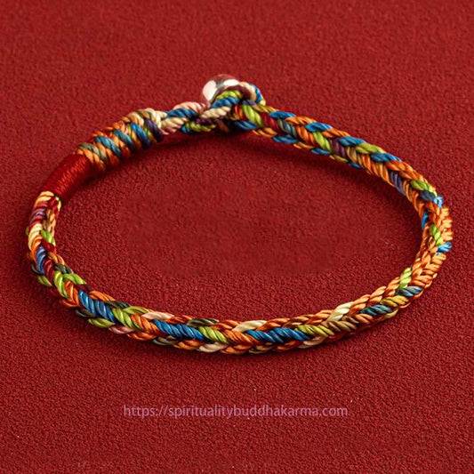 Ancient Tibetan Buddhist Red String Tradition  "May you be healthy and happy" Lucky Multicolored Bracelet