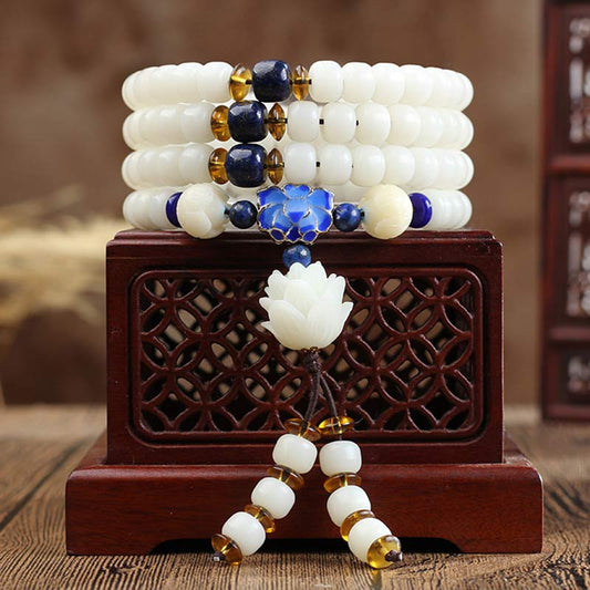Spiritualität Buddha Karma Weiße Bodhi Lotus Mala Fokus Armband