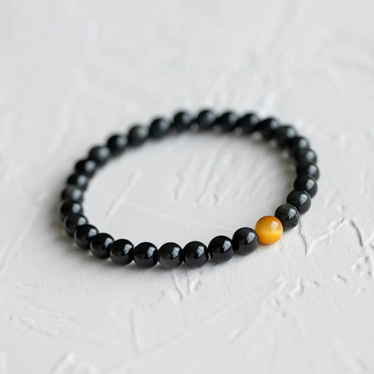Spiritualität Buddha Karma Natürlicher Regenbogen Obsidian Tigerauge Armband für positive Liebe
