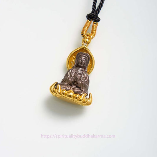 Buddha-Energie-Halskette aus Legierung, Kwan Yin Avalokitesvara, Reichtumsseil-Halskette mit Anhänger 