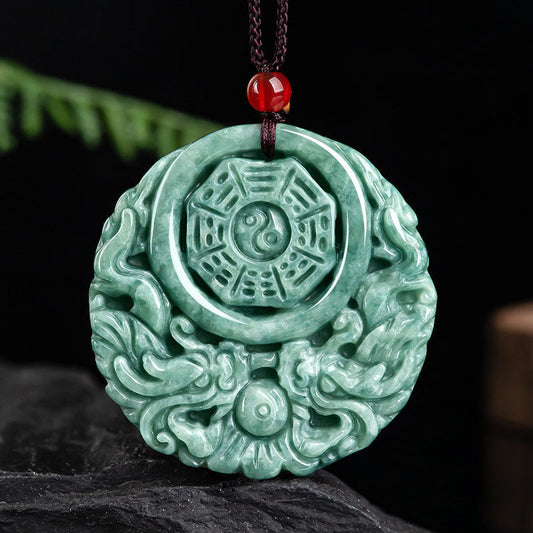 Jade  Dragon Jade Yin Yang Balance Necklace String Pendant