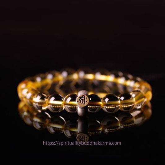 Bracelet de protection en argent sterling 925 et citrine dorée, symbole du zodiaque chinois, Bouddha natal, richesse et chakra du plexus solaire (troisième chakra).