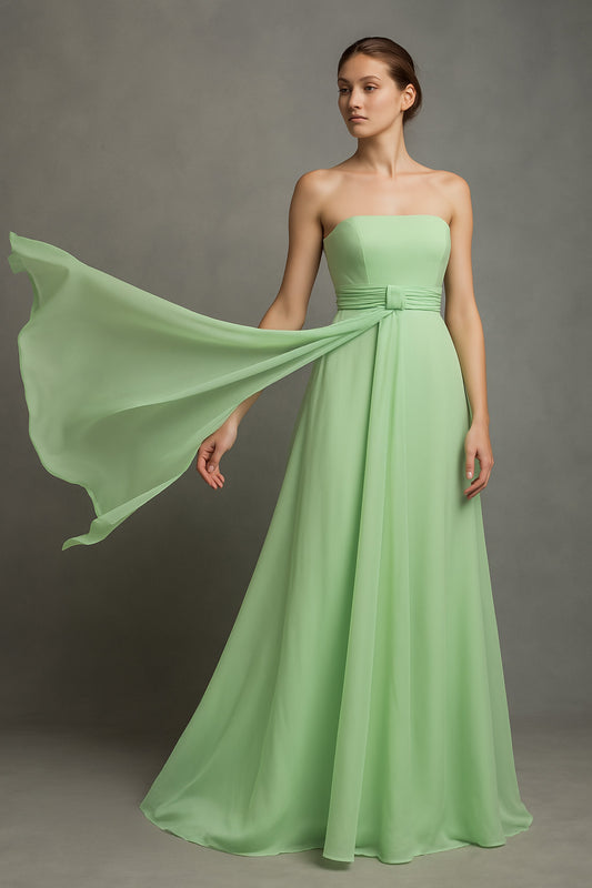 Chiffon Built-in Bra Back Lace-up Formal Bridesmaid Dress Evening Wedding Gown